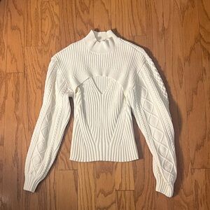 Jonathan Simkhai White Cowl Neck Sweater with Ribbed Knit
